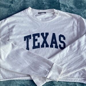 White Long Sleeve Texas Cropped Brandy Melville